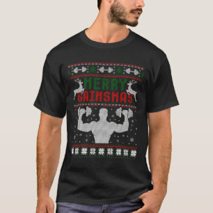 T-shirt Joyeux Gainsmas Gain Gain Poids Lifting Laid Noël
