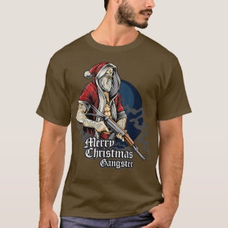 T-shirt joyeux gangster de noël drôle père Noël gangsta wr