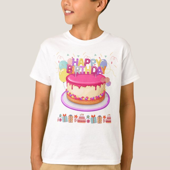 T-shirt Joyeux gâteau d'anniversaire (Devant)