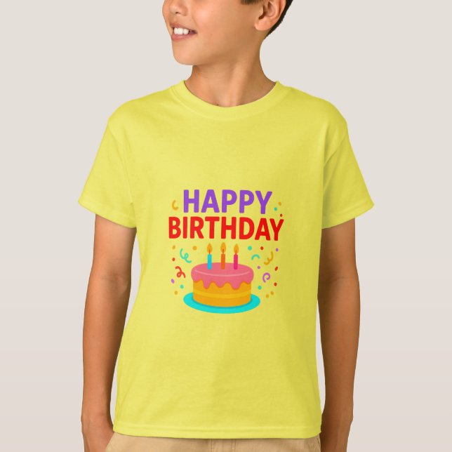 T-shirt Joyeux gâteau d'anniversaire Graphic (Devant)