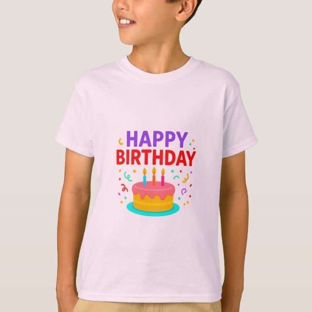 T-shirt Joyeux gâteau d'anniversaire Graphic (Devant)