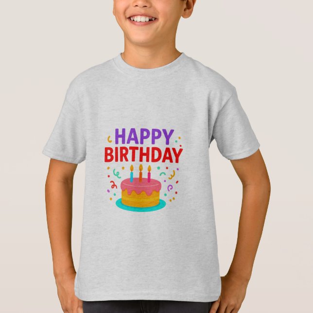 T-shirt Joyeux gâteau d'anniversaire Graphic (Devant)