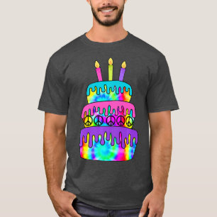 T-shirt Joyeux gâteau d'anniversaire Hippie Tie Dye Psyche