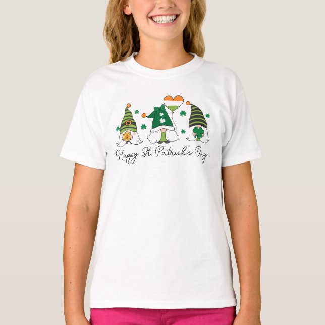 T-shirt Joyeux Gnomes de la Saint-Patrick Mignons  (Devant)