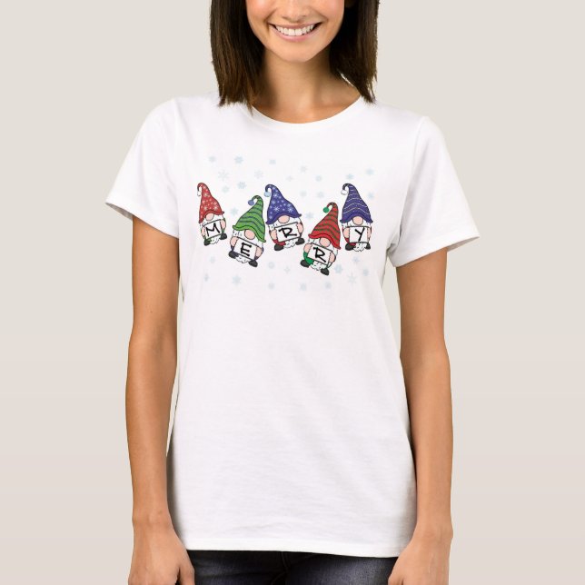 T-shirt Joyeux Gnomes éparpillés (Devant)