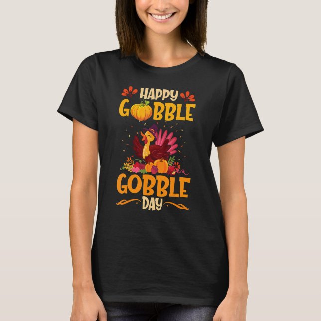T-shirt Joyeux Gobble Gobble Day Thanksgiving Trot Turquie (Devant)