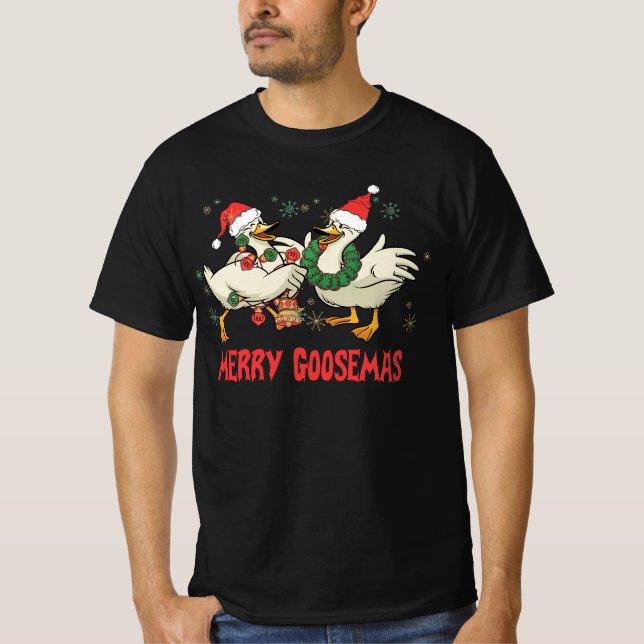 T-shirt Joyeux Goosemas Drôle canard de Noël Silly Goose M (Devant)