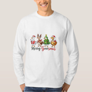 T-shirt Joyeux Goosemas Oie de Noël portant le chapeau du 