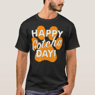 T-shirt Joyeux Gotcha Day Orange Chien Empreinte de patte 