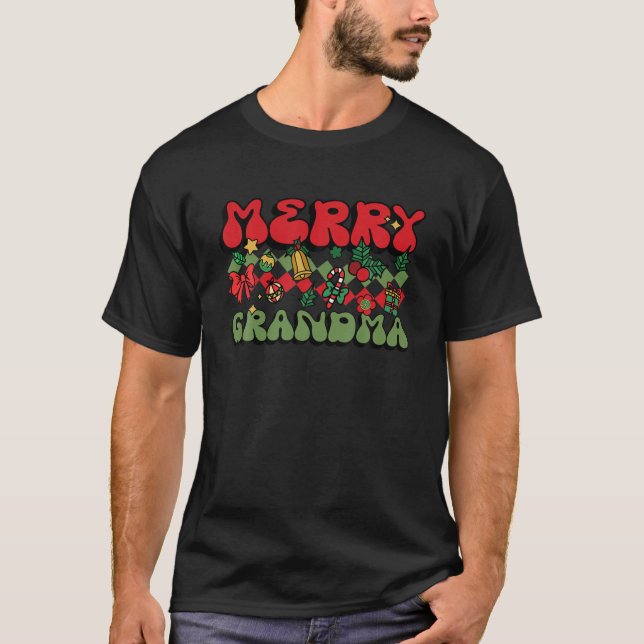 T-shirt Joyeux Grand-Maman Style Rétro Noël C'Est La Saiso (Devant)