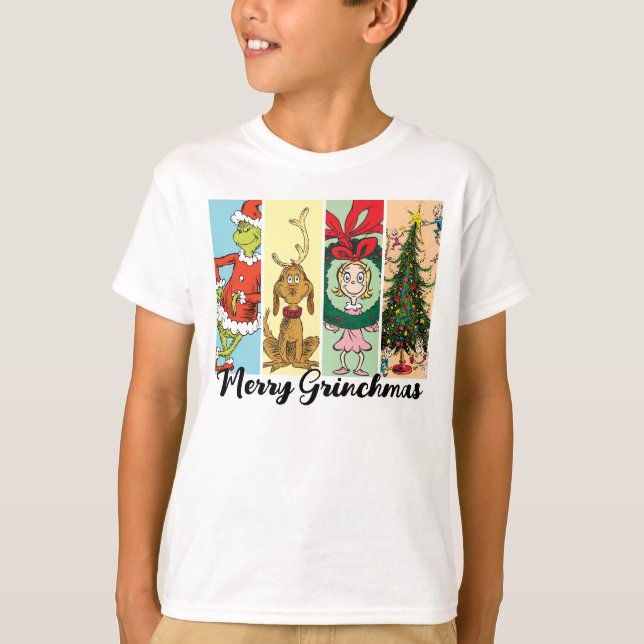 T-shirt Joyeux Grinchmas Collage de Fêtes (Devant)