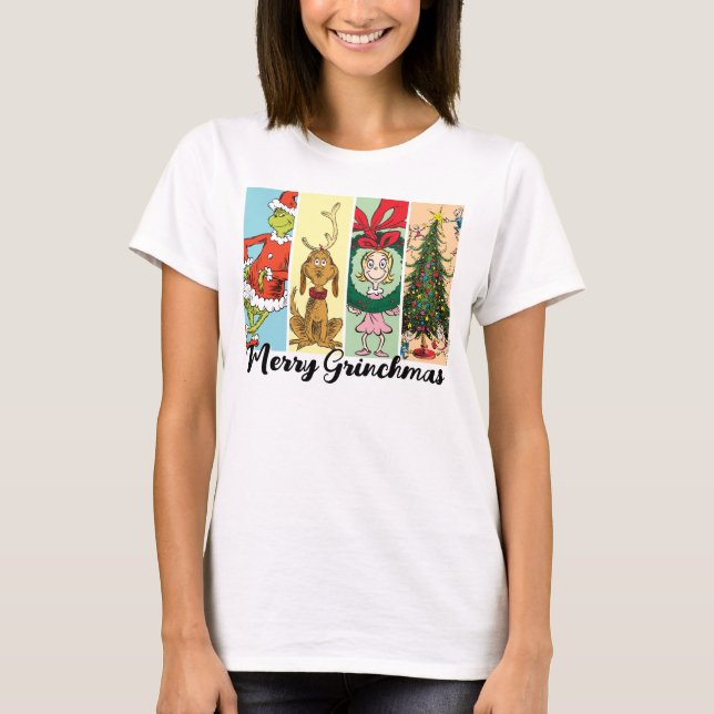 T-shirt Joyeux Grinchmas Collage de Fêtes (Devant)
