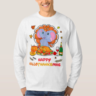 T-shirt Joyeux Hallo Elephant Boire Vin Merci Cadeau