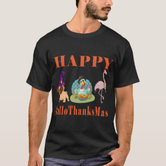 T-shirt Joyeux HalloMerciMas Carlin Sorcière Dinde Tarte F