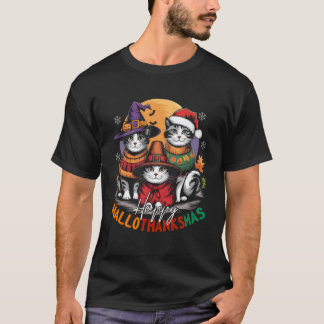 T-shirt Joyeux HalloMerciMas Halloween, Noël, Action de gr