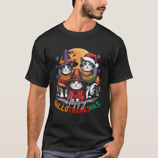 T-shirt Joyeux HalloMerciMas Halloween, Noël, Action de gr (Devant)