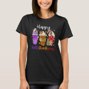 T-shirt Joyeux Hallothanksmas Café Latte Halloween Merci