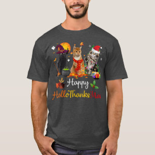 T-shirt Joyeux Hallothanksmas Chats Lover Halloween Joyeux