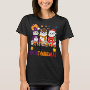 T-shirt Joyeux Hallothanksmas Chats Persans Halloween Merc