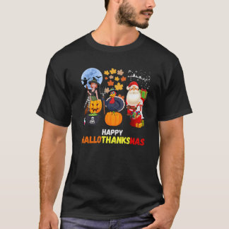 T-shirt Joyeux Hallothanksmas Drôle Halloween Thanksgiving