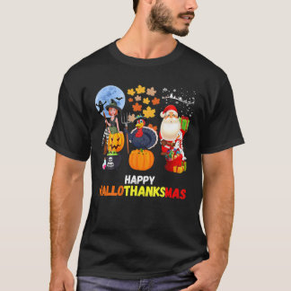 T-shirt Joyeux Hallothanksmas Drôle Halloween Thanksgiving