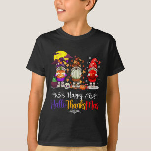 T-shirt Joyeux Hallothanksmas Gnomes de Noël de Thanksgivi