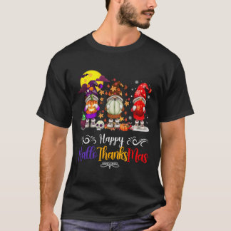 T-shirt Joyeux Hallothanksmas Gnomes de Noël de Thanksgivi