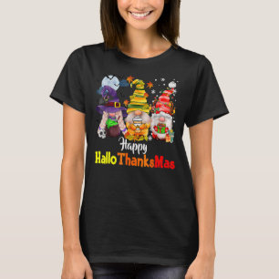 T-shirt Joyeux Hallothanksmas Gnomes Halloween Thanksgivin