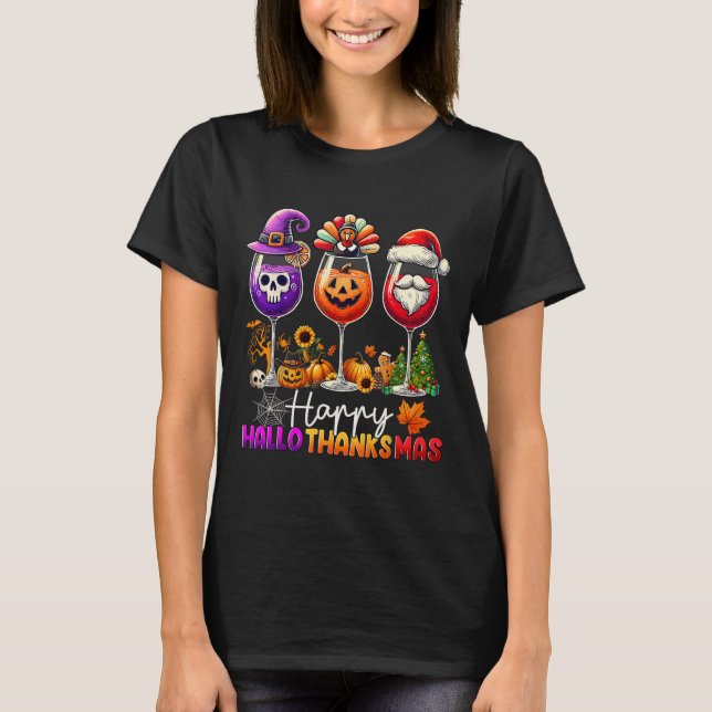 T-shirt Joyeux Hallothanksmas Halloween Thanksgiving Chris (Devant)