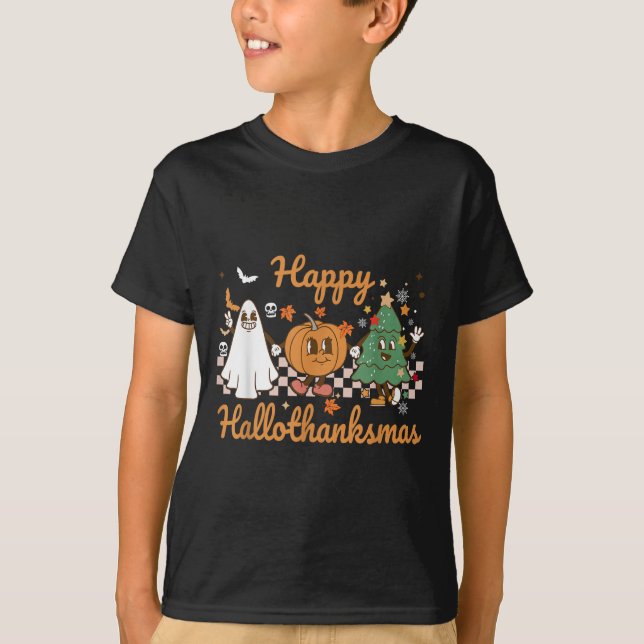 T-shirt Joyeux Hallothanksmas Halloween Thanksgiving Chris (Devant)