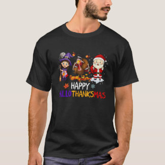 T-shirt Joyeux Hallothanksmas Halloween Thanksgiving Chris