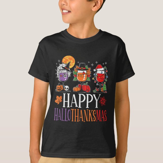 T-shirt Joyeux Hallothanksmas Halloween Thanksgiving Chris (Devant)