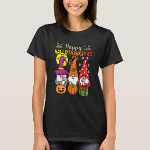 T-shirt Joyeux Hallothanksmas Halloween Thanksgiving Gnome