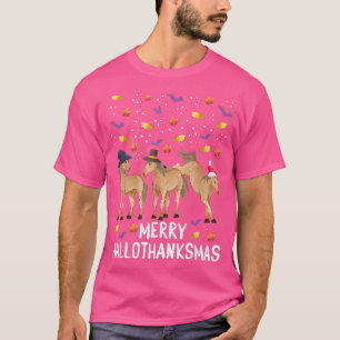T-shirt Joyeux Hallothanksmas Horse Fanatic Holiday Saison