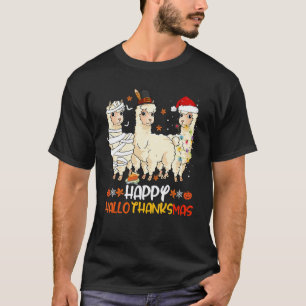 T-shirt Joyeux Hallothanksmas Lama Mignon D'Action De Grâc