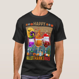 T-shirt Joyeux Hallothanksmas, Lunettes de Vin Sorcière Sa