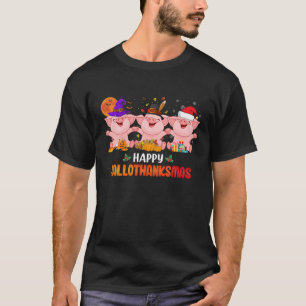 T-shirt Joyeux Hallothanksmas Pig Lover Halloween Thanksgi