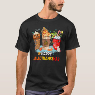 T-shirt Joyeux Hallothanksmas Spice Latte Witch Santa Hat 