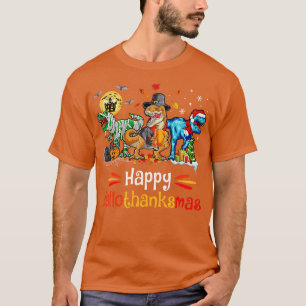T-shirt Joyeux Hallothanksmas T Rex Dinosaur Halloween Chr