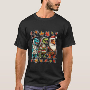 T-shirt Joyeux Hallothanksmas Thanksgiving Dinosaur Trex T