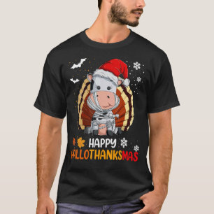 T-shirt Joyeux Hallothanksmas Thanksgiving Noël Halloween