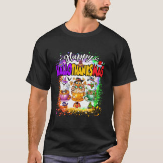 T-shirt Joyeux Hallothanksmas Verre Halloween Thanksgiving