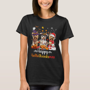 T-shirt Joyeux Hallothanksmas Yorkshire Chien Halloween Ch
