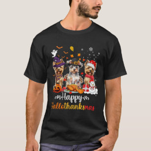 T-shirt Joyeux Hallothanksmas Yorkshire Chien Halloween Ch