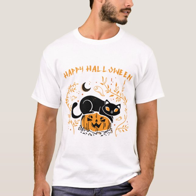 T-shirt joyeux halloween amour de chat (Devant)