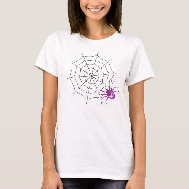 T-shirt Joyeux Halloween, Araignée violette, Chemise Spide (Devant)