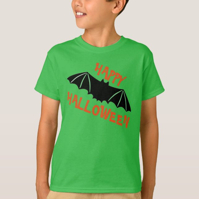 T-shirt Joyeux Halloween avec Chauve-souris (Devant)