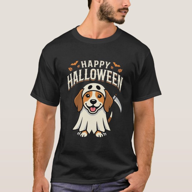 T-shirt Joyeux Halloween Beagle Chien Design_1 (Devant)