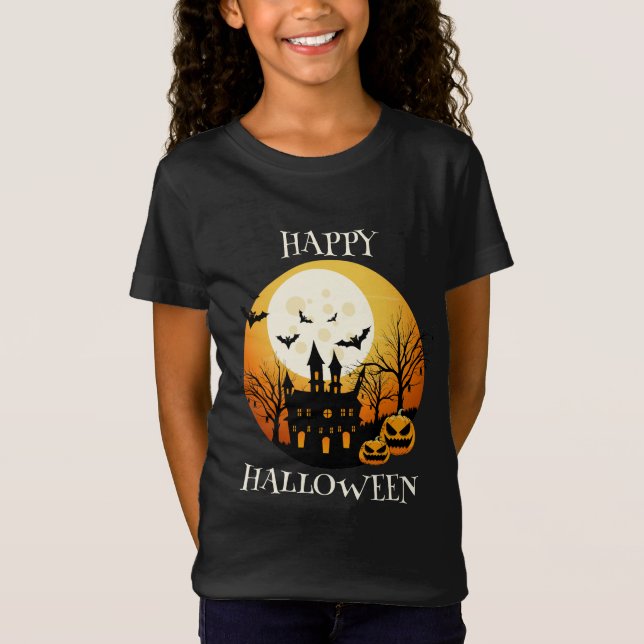 T-Shirt Joyeux Halloween Black Orange (Devant)