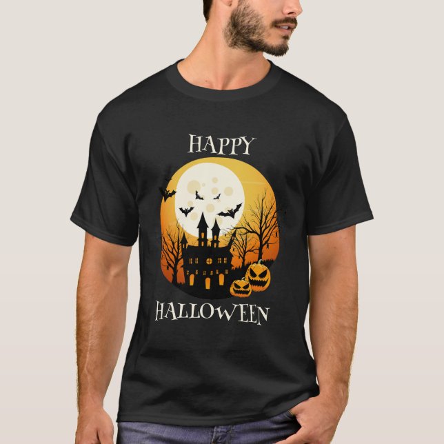 T-shirt Joyeux Halloween Black Orange (Devant)